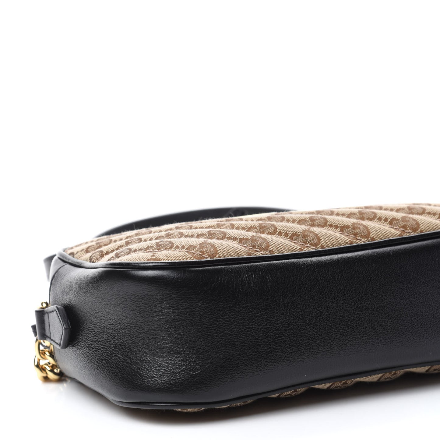 Monogram Matelasse Diagonal Small GG Marmont Chain Shoulder Bag Beige Black