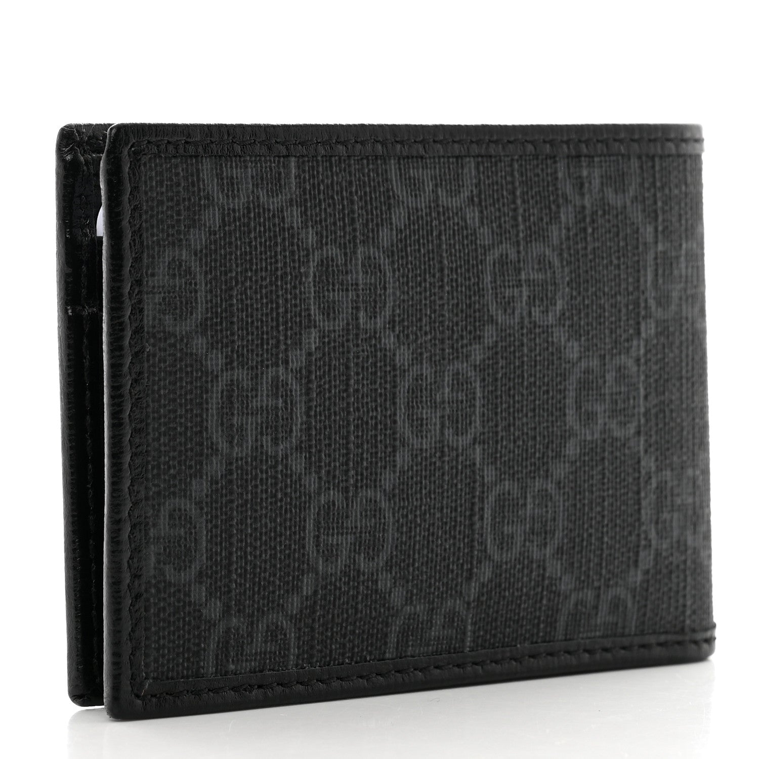 Gucci GG Supreme Monogram Azalea Calfskin Retro Interlocking G Bi-Fold Wallet Black 3 of 7