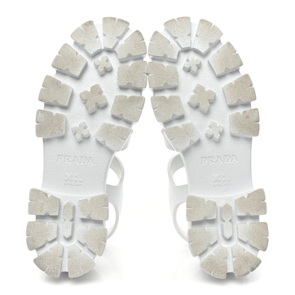 Prada Foam Rubber Metal Triangle Logo Monolith 55mm Cage Sandals 40 White 6 of 12