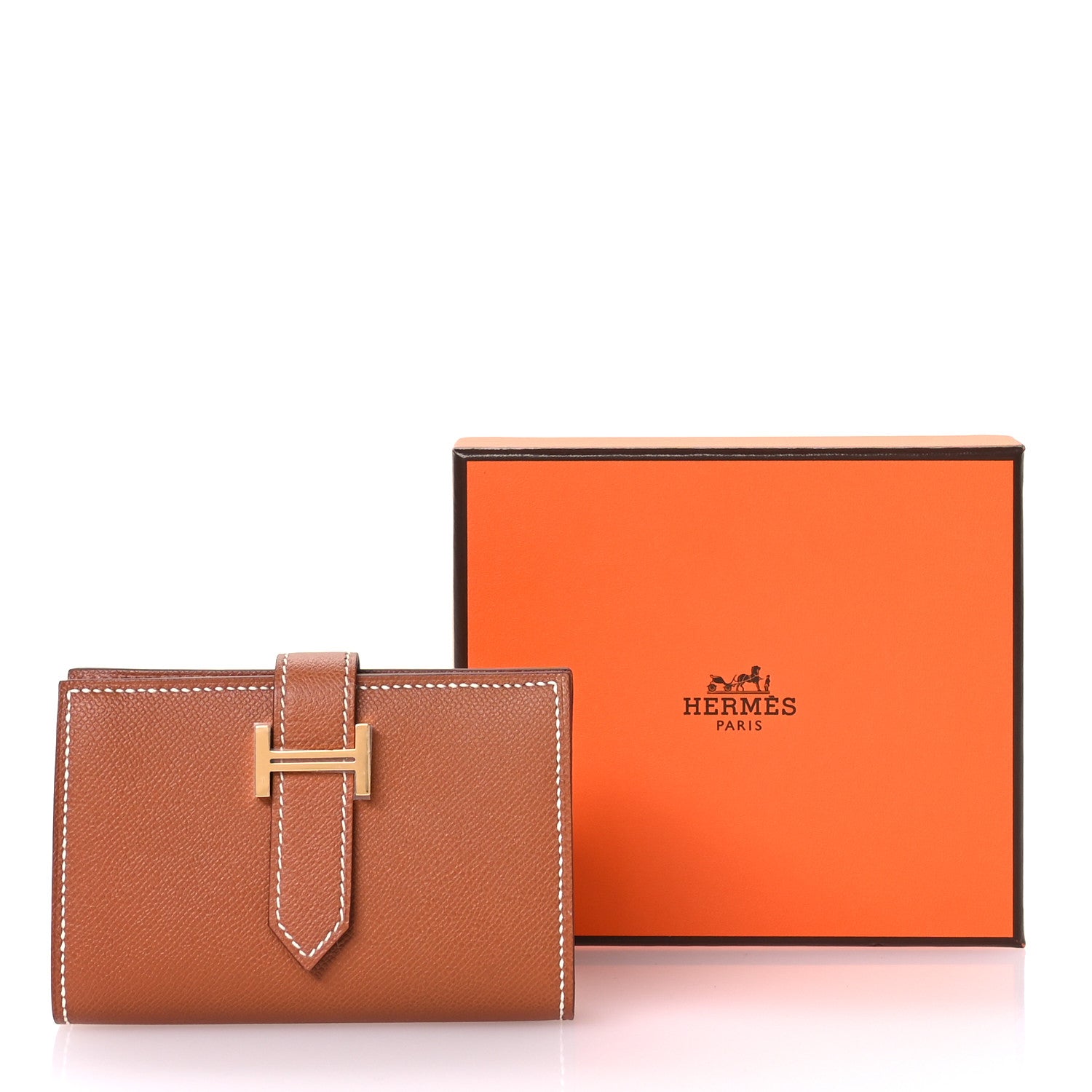 Hermes Madame Calfskin Mini Bearn Wallet Gold 8 of 8