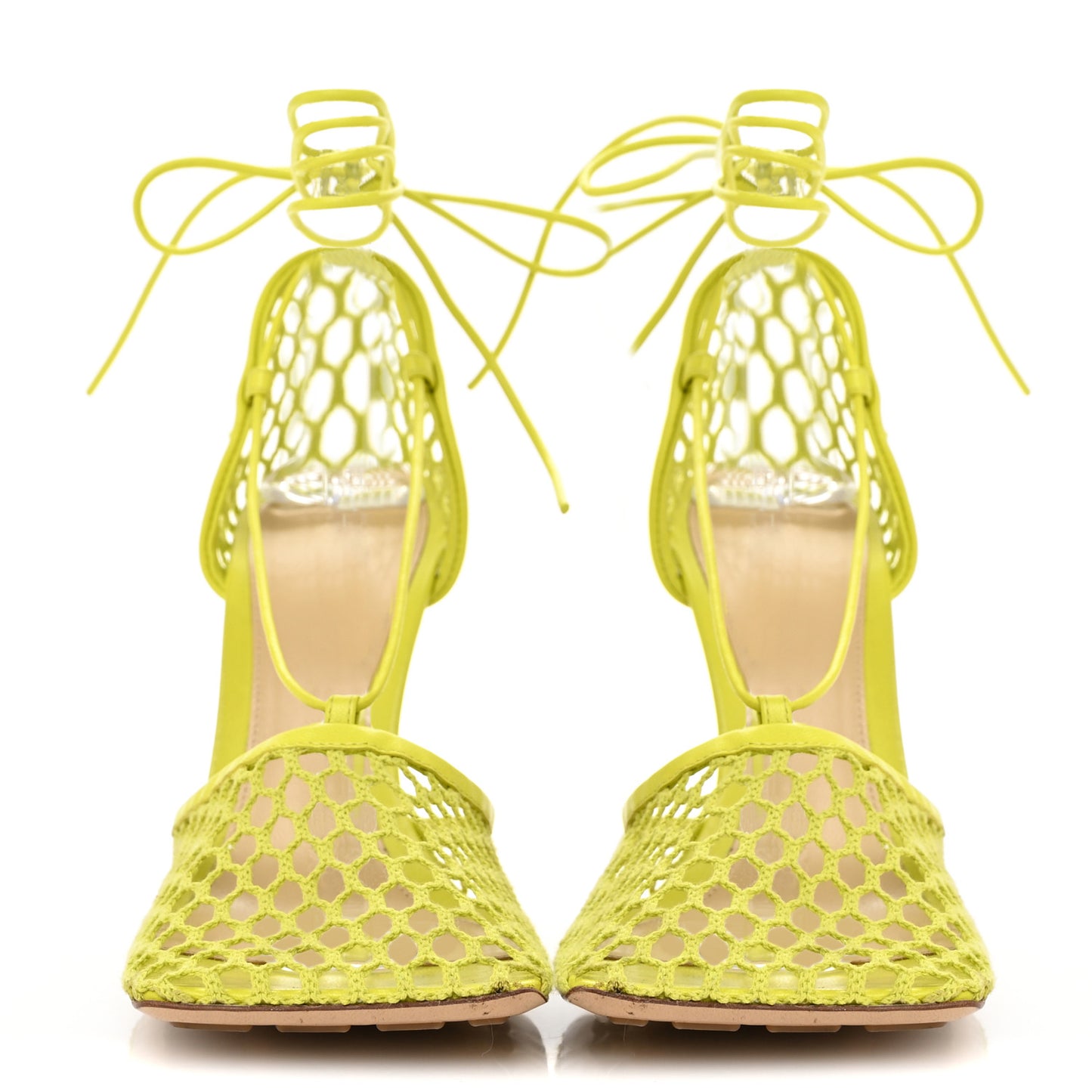 Mesh Nappa Stretch Ankle Tie Sandals 39 Kiwi