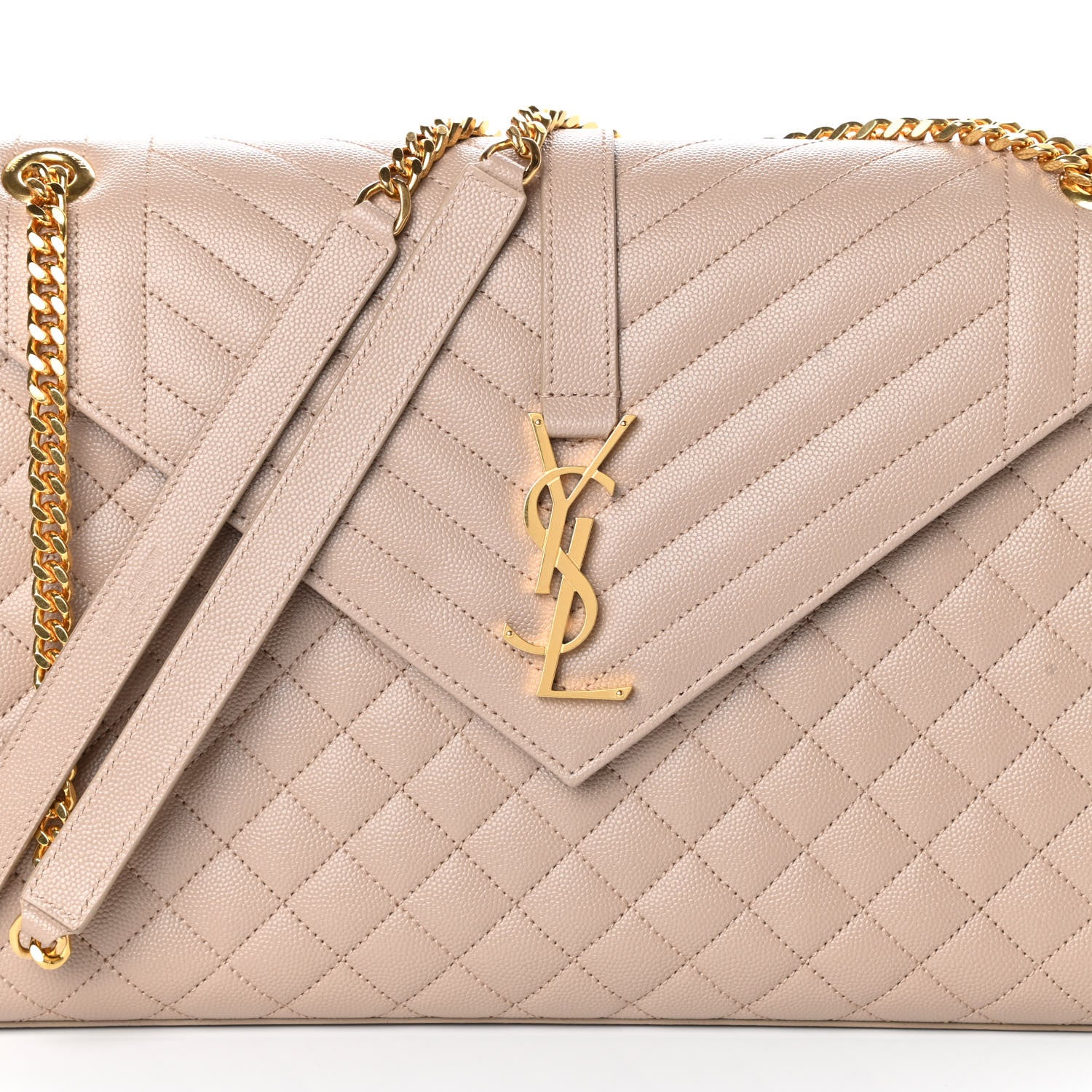 Saint Laurent Grain De Poudre Mixed Matelasse Large Triquilt Monogram Satchel Nude Powder 7 of 9
