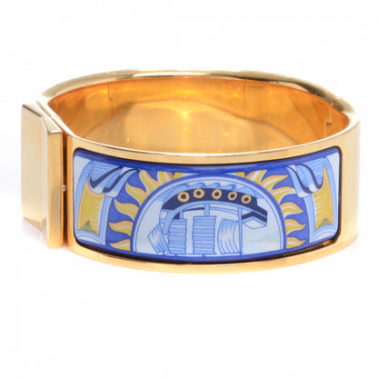 Hermes Enamel Printed Wide Sun Bleu Bracelet 65 5 of 5