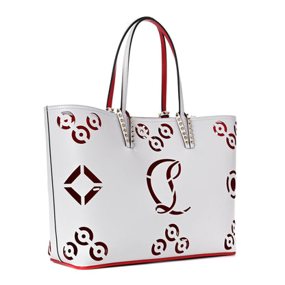 Christian Louboutin Calfskin Loubinthesky Perforated Cabata Tote White 4 of 11