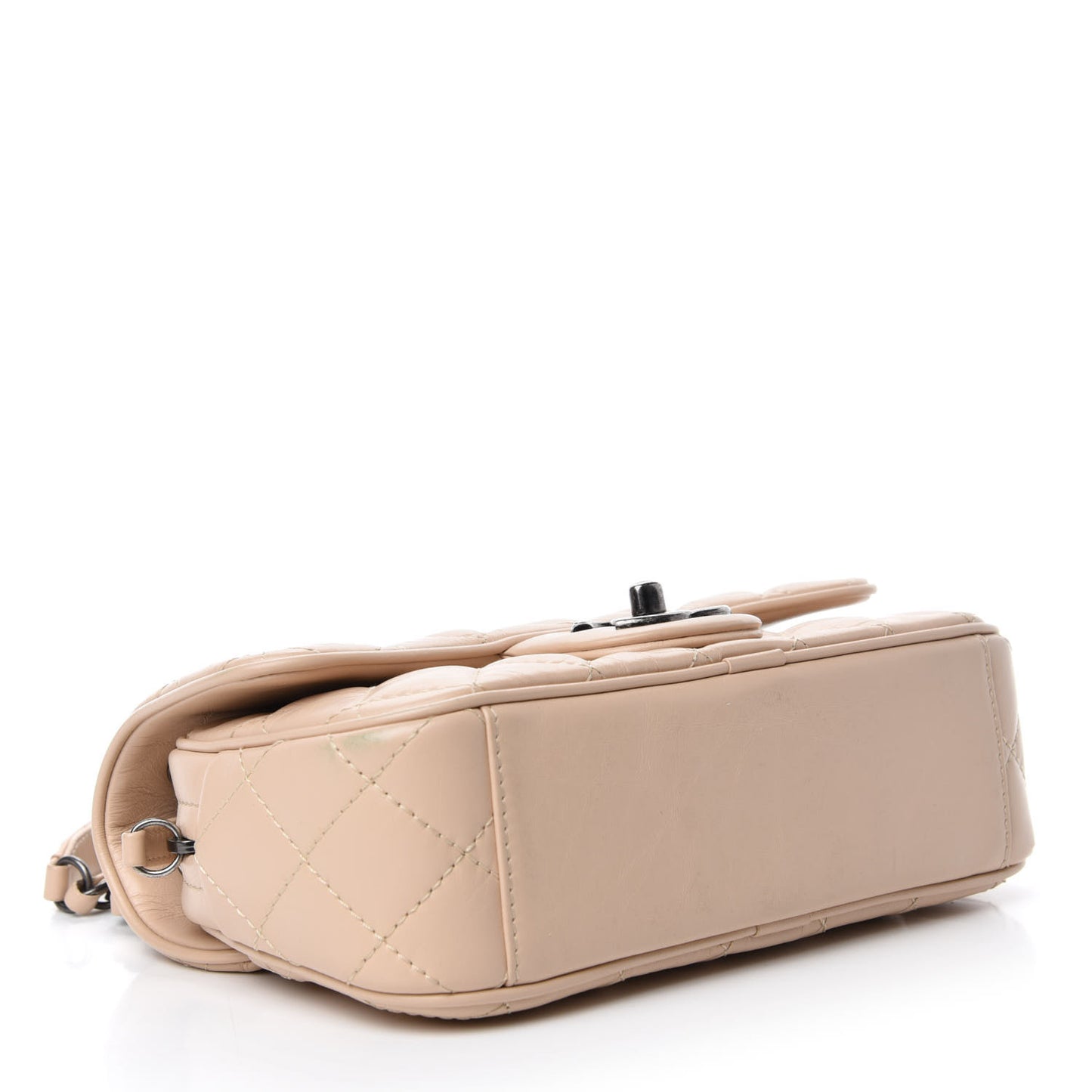 Aged Calfskin Quilted Small Easy Flap Beige