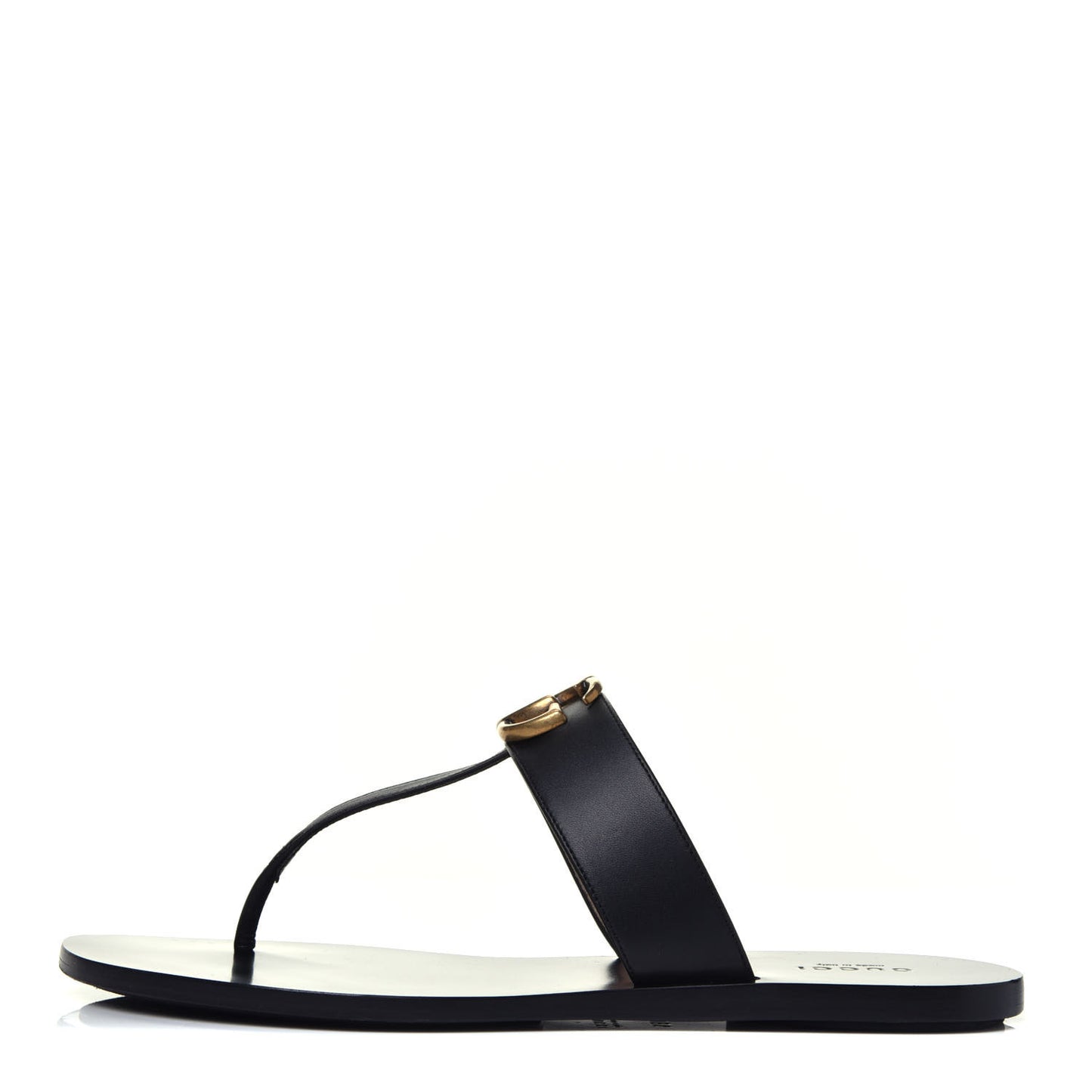 Calfskin GG Marmont Thong Sandals 38.5 Black