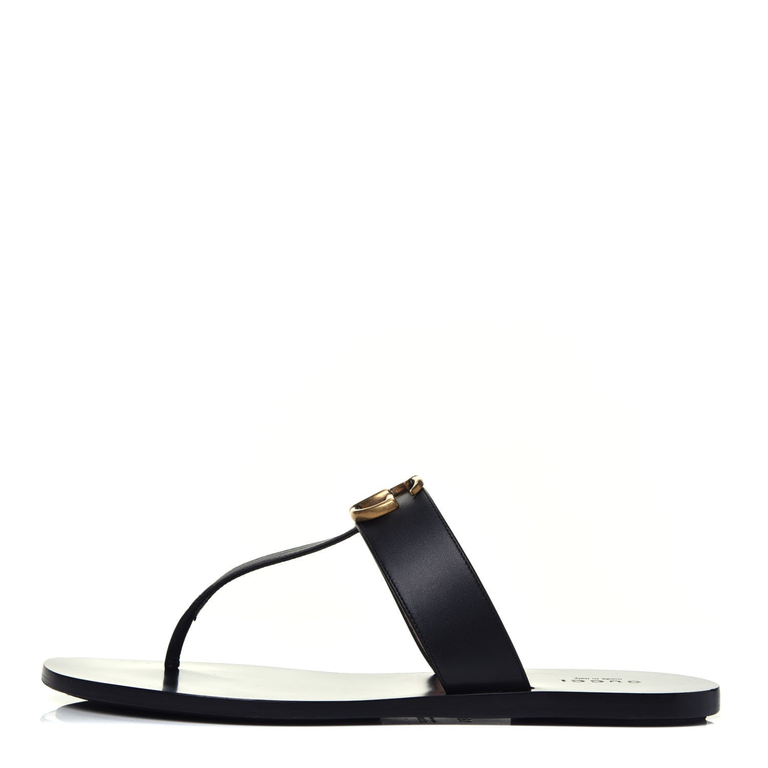 Gucci Calfskin GG Marmont Thong Sandals 38.5 Black 1 of 8