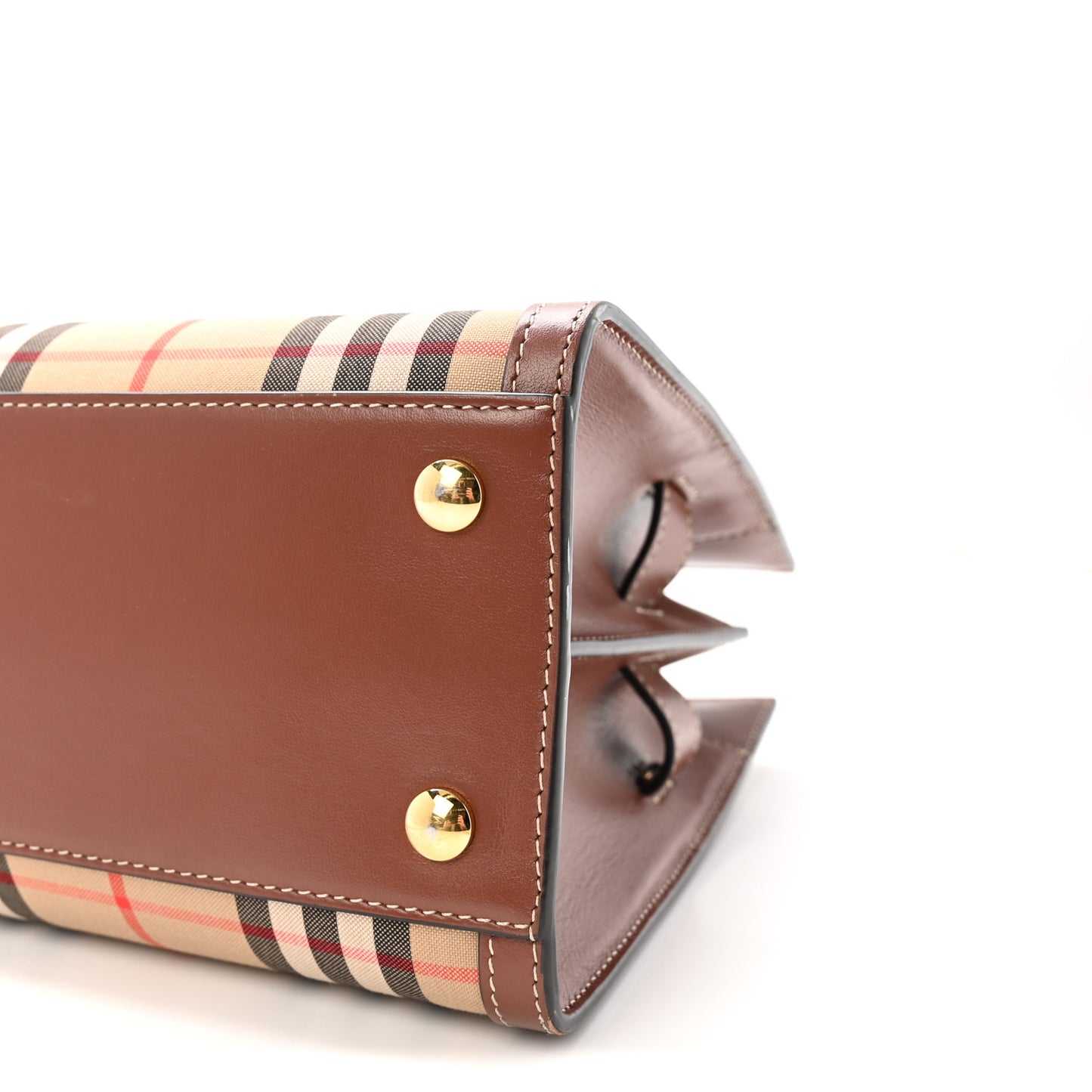 Calfskin Vintage Check Mini Two Handle Title Bag Archive Beige
