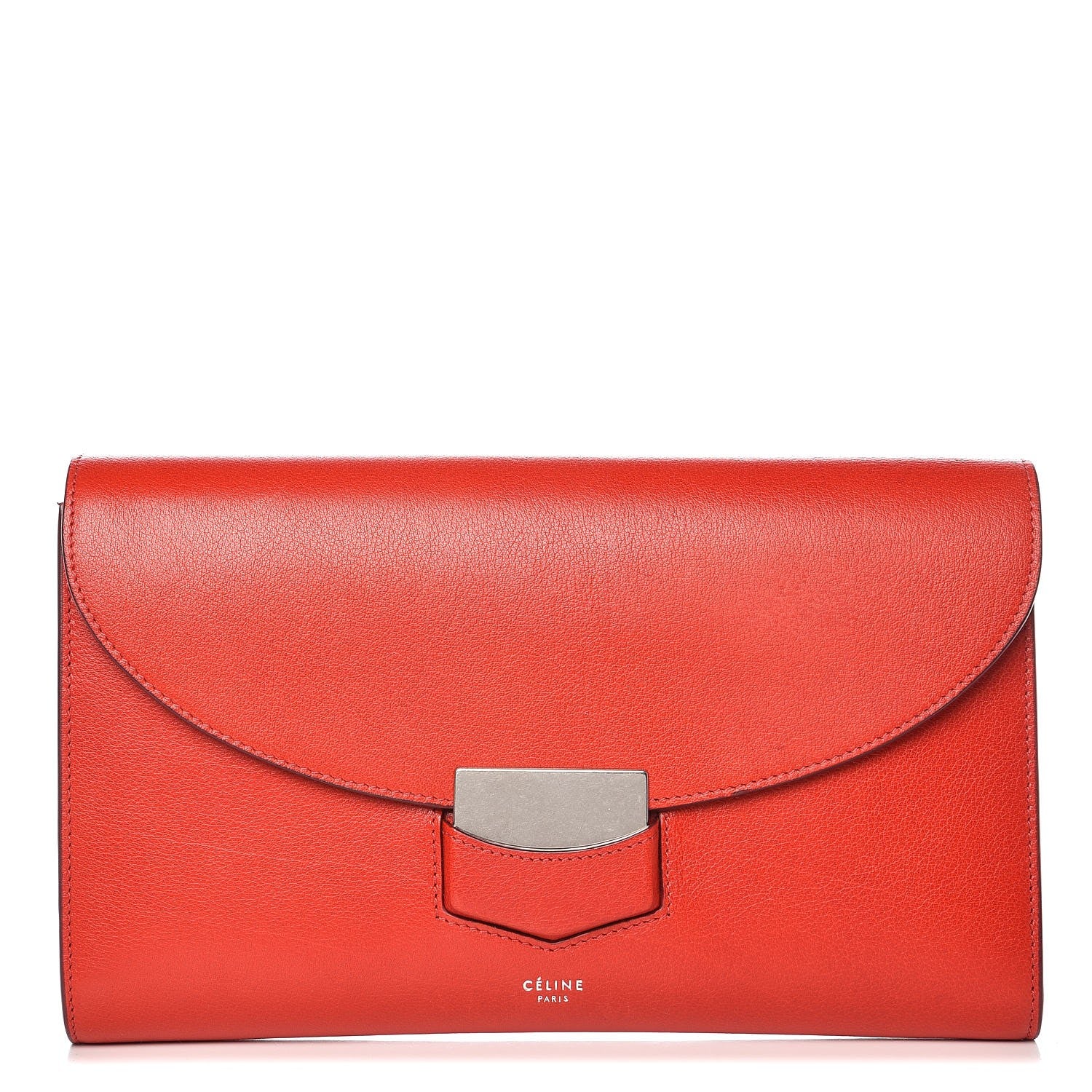 Celine Grained Calfskin Trotteur Clutch Red 1 of 8