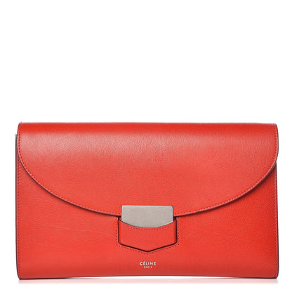 Celine Grained Calfskin Trotteur Clutch Red 1 of 8