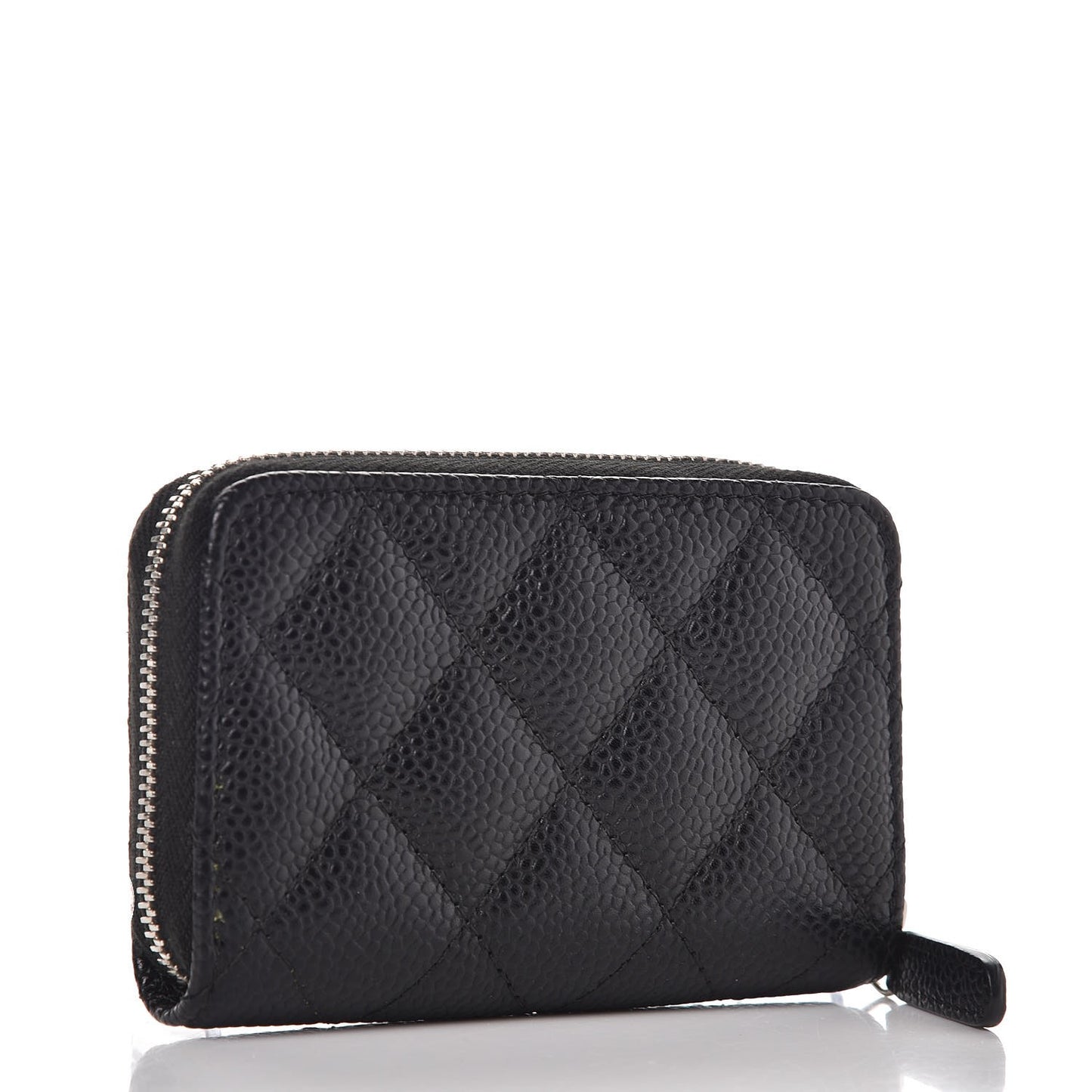 Caviar Quilted Zip Coin Purse Black