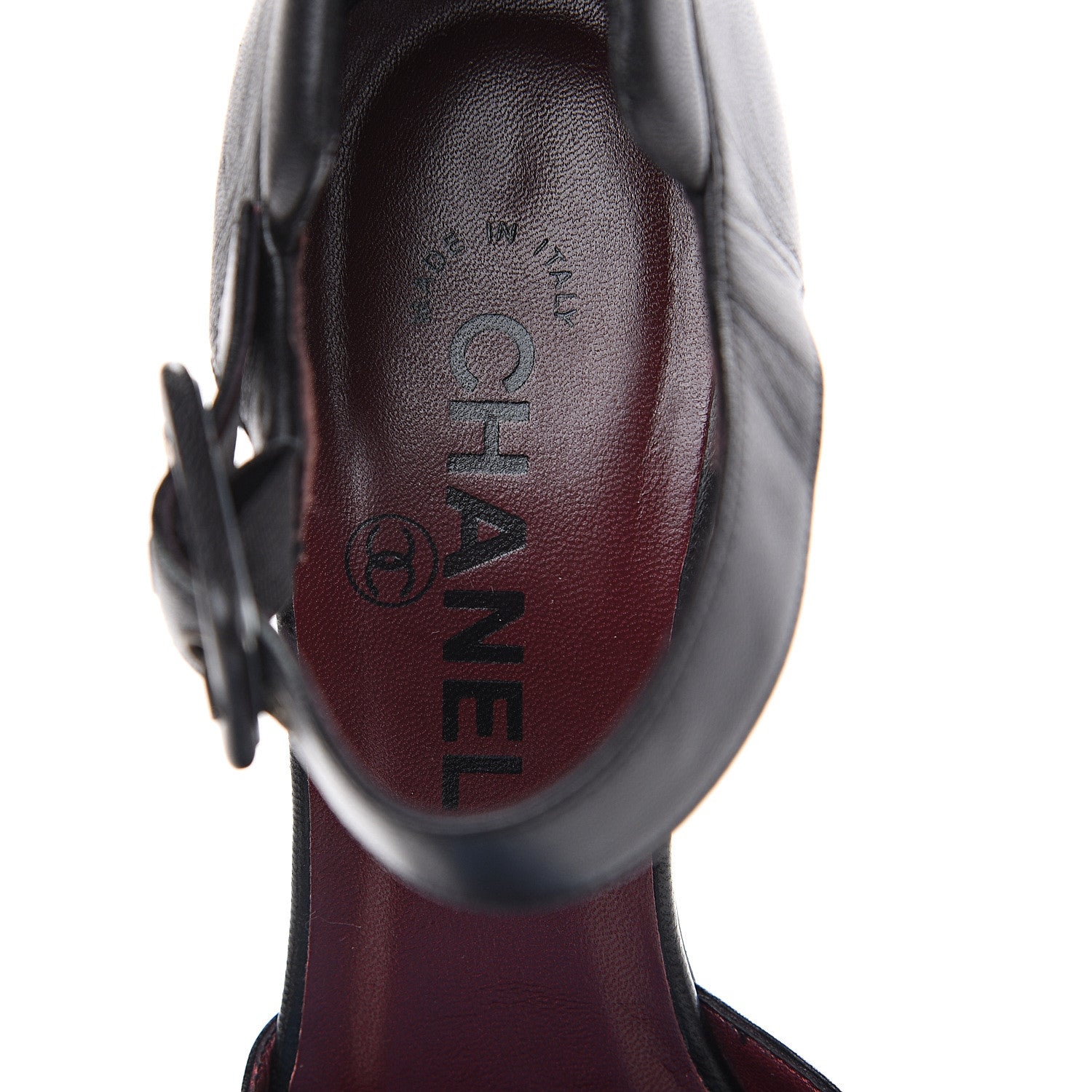 Chanel Lambskin Cap Toe Ankle Strap Pumps 37 Black 7 of 9