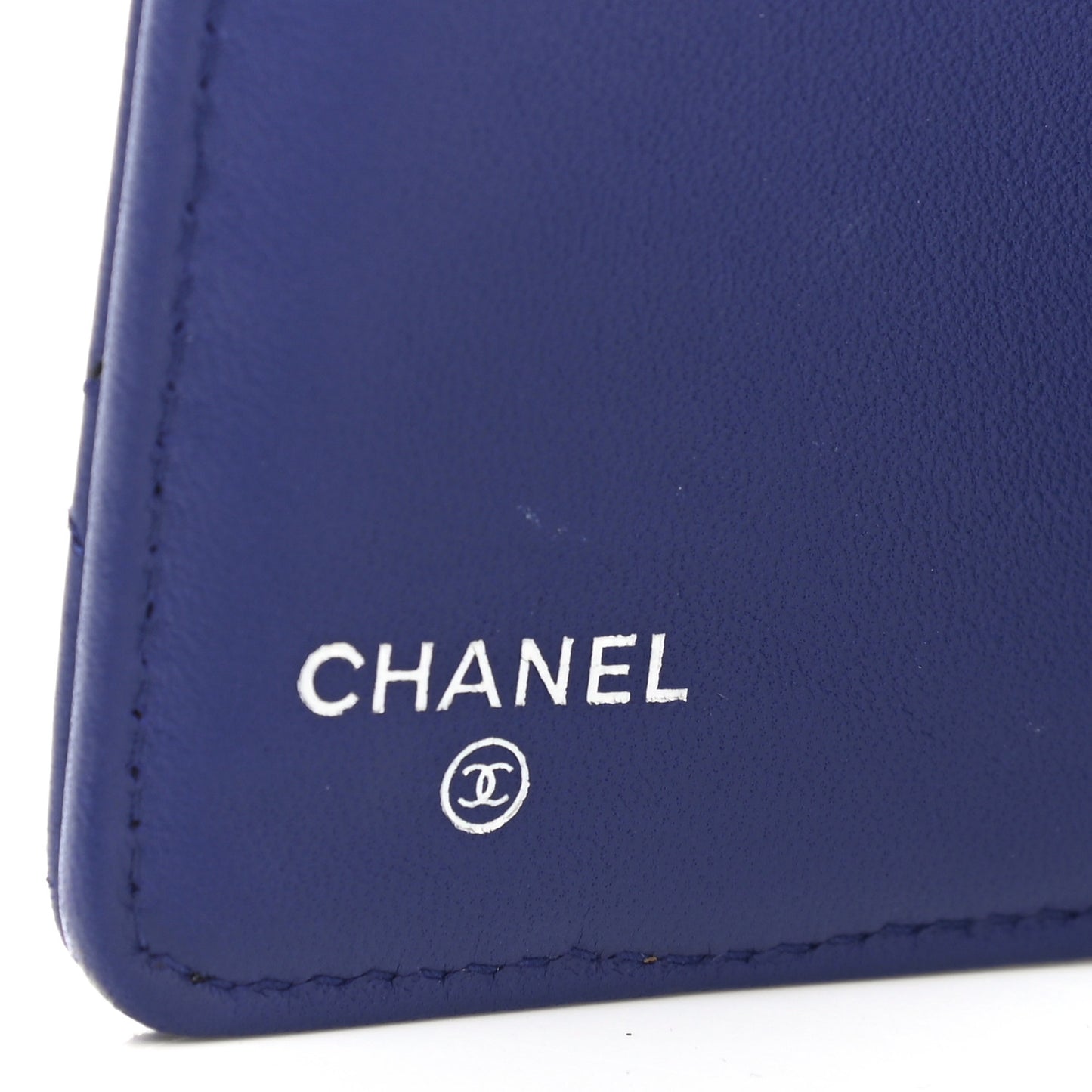 Lambskin Quilted Yen Wallet Dark Blue