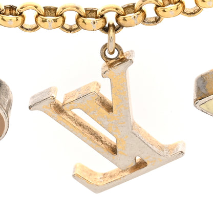 Louis Vuitton Brass Enamel Fleur De Monogram Bag Charm Chain Gold 5 of 5