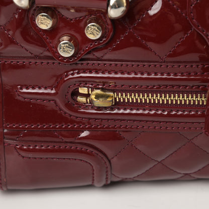 Burberry Patent Quilted Mini Manor Tote Dark Red 18 of 21