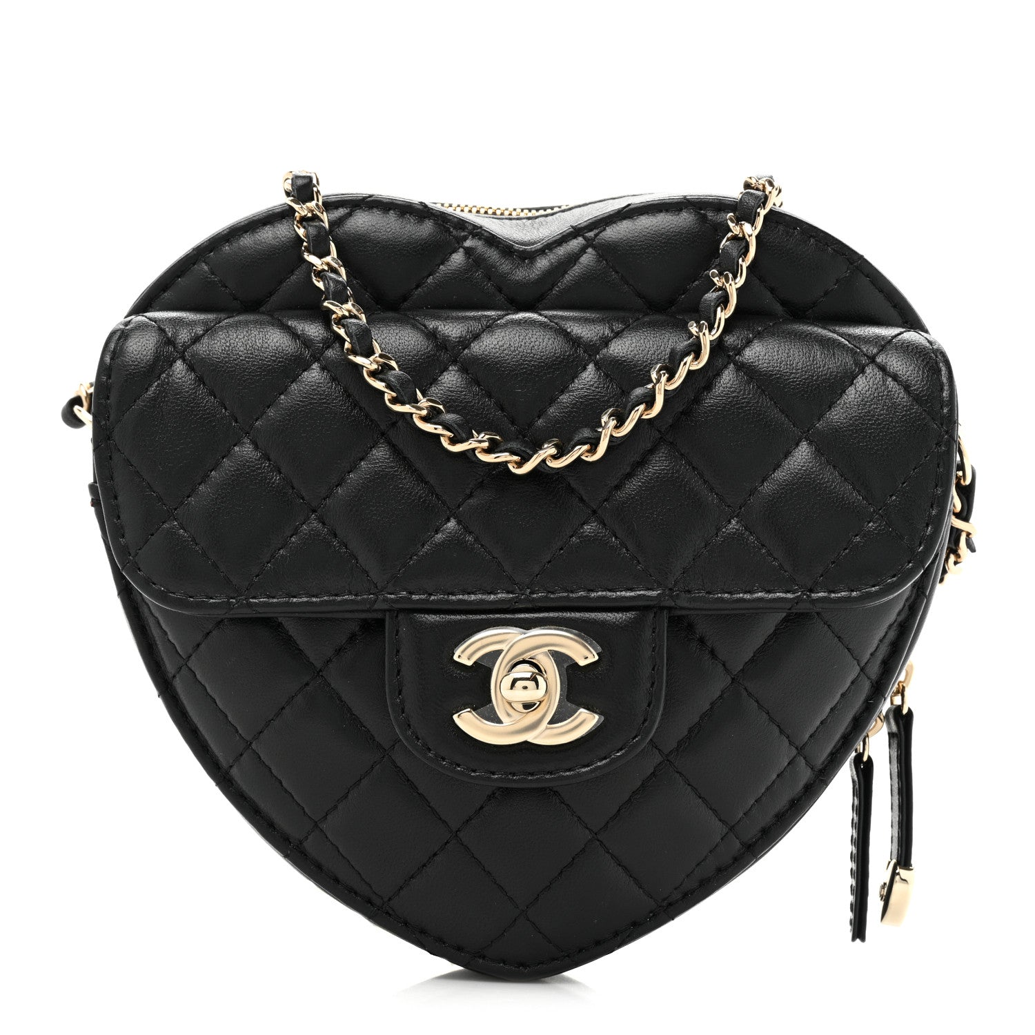 Chanel Lambskin Quilted CC In Love Heart Bag Black 1 of 10