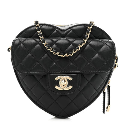 Chanel Lambskin Quilted CC In Love Heart Bag Black 1 of 10