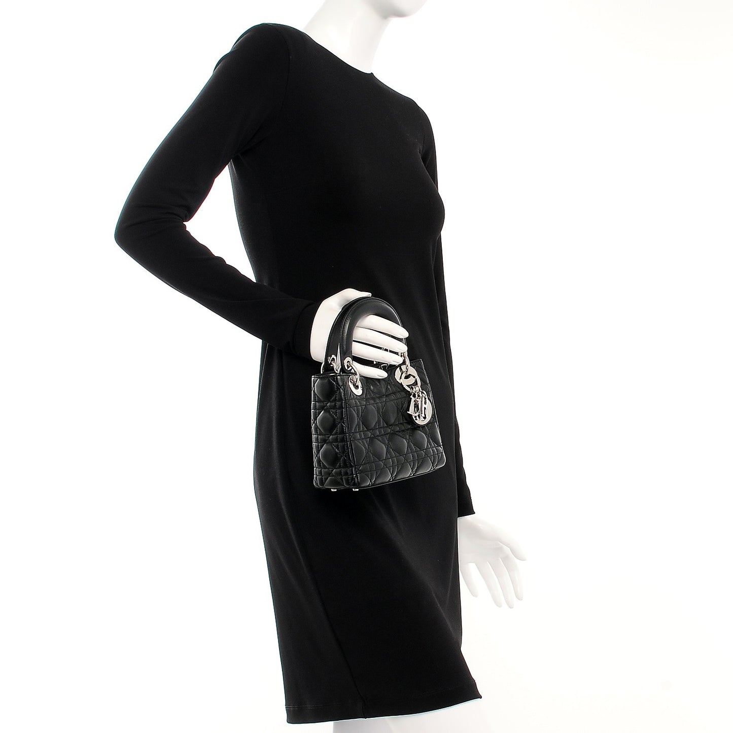 Lambskin Cannage Mini Lady Dior Black