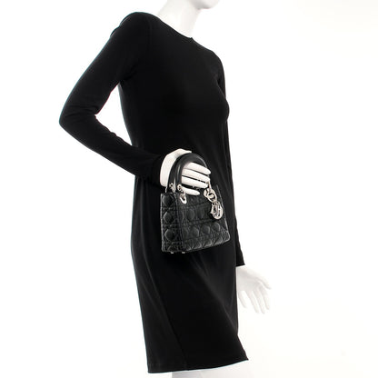 Christian Dior Lambskin Cannage Mini Lady Dior Black 2 of 8