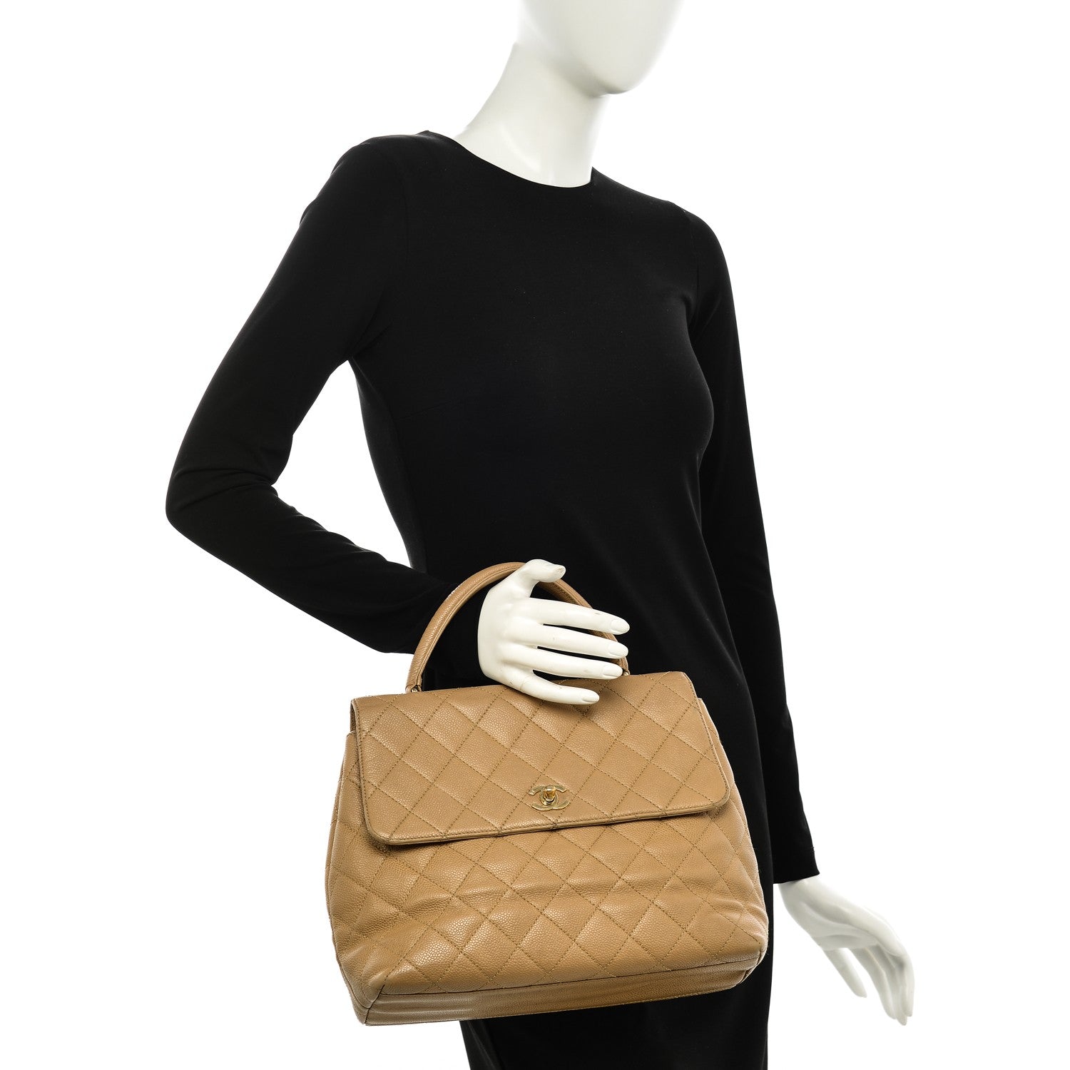 Chanel Caviar Quilted Jumbo Kelly Flap Beige 2 of 13