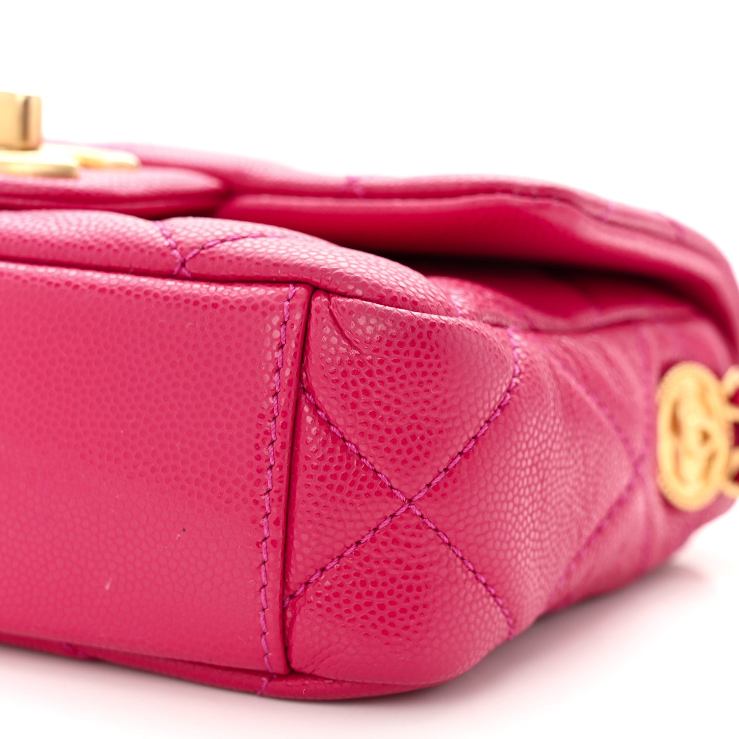 Chanel Caviar Quilted Mini Twist Your Buttons Flap Fuchsia 10 of 11