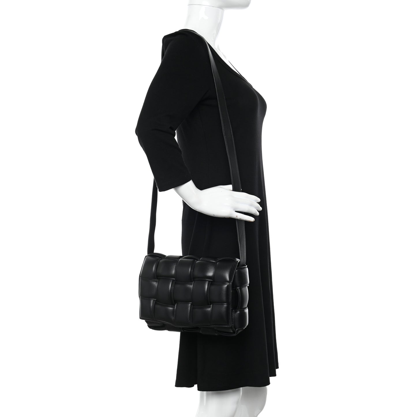 Nappa Maxi Intreccio Padded Cassette Crossbody Bag Black