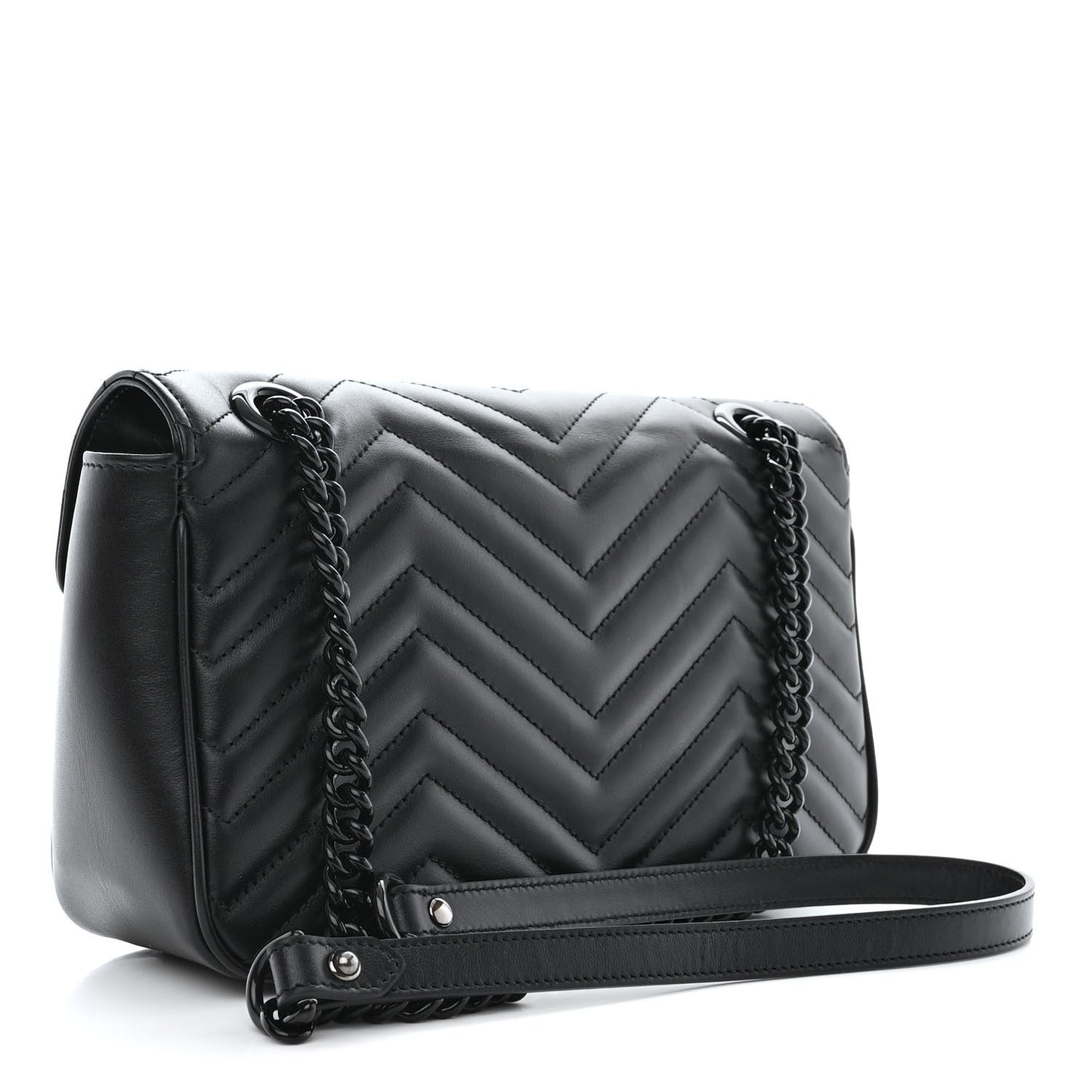 Calfskin Matelasse Monochrome Small GG Marmont Shoulder Bag Black