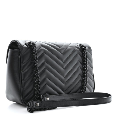 Gucci Calfskin Matelasse Monochrome Small GG Marmont Shoulder Bag Black 3 of 10