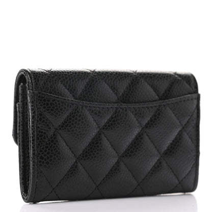 Chanel Caviar Quilted Flap Card Holder Wallet Black 2 of 7