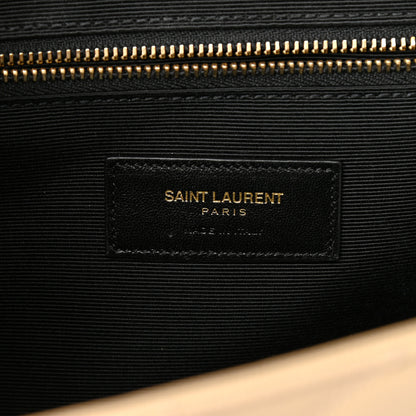 Saint Laurent Grain De Poudre Matelasse Chevron Large Monogram Satchel Nude Powder 7 of 15