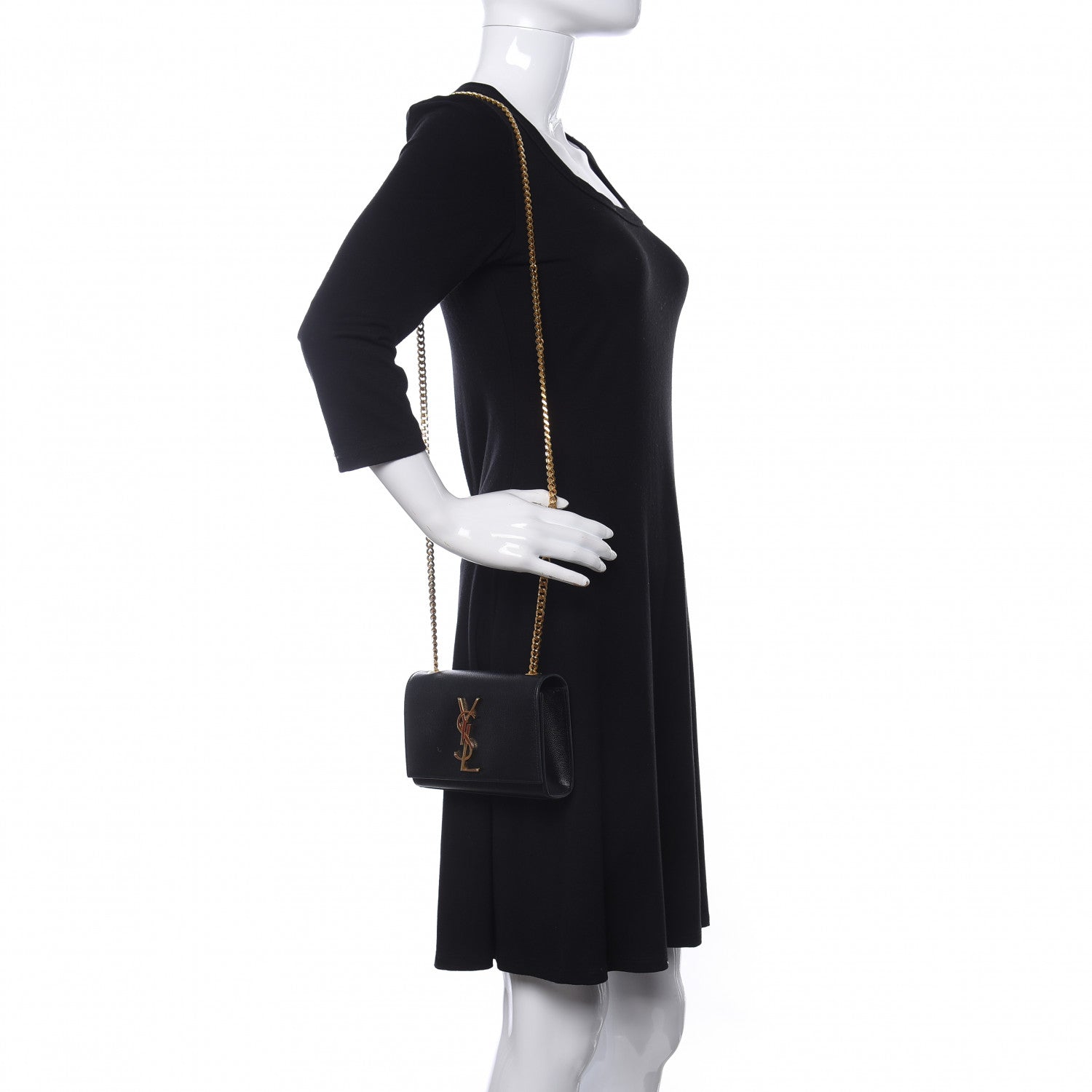 Saint Laurent Grain De Poudre Small Monogram Kate Satchel Black 2 of 10