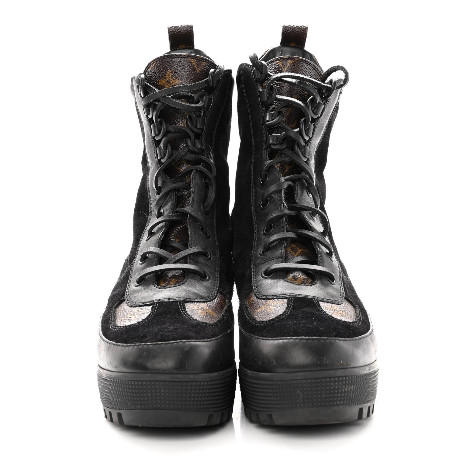 Louis Vuitton Suede Calfskin Monogram Laureate Platform Desert Boots 40 Black 2 of 8