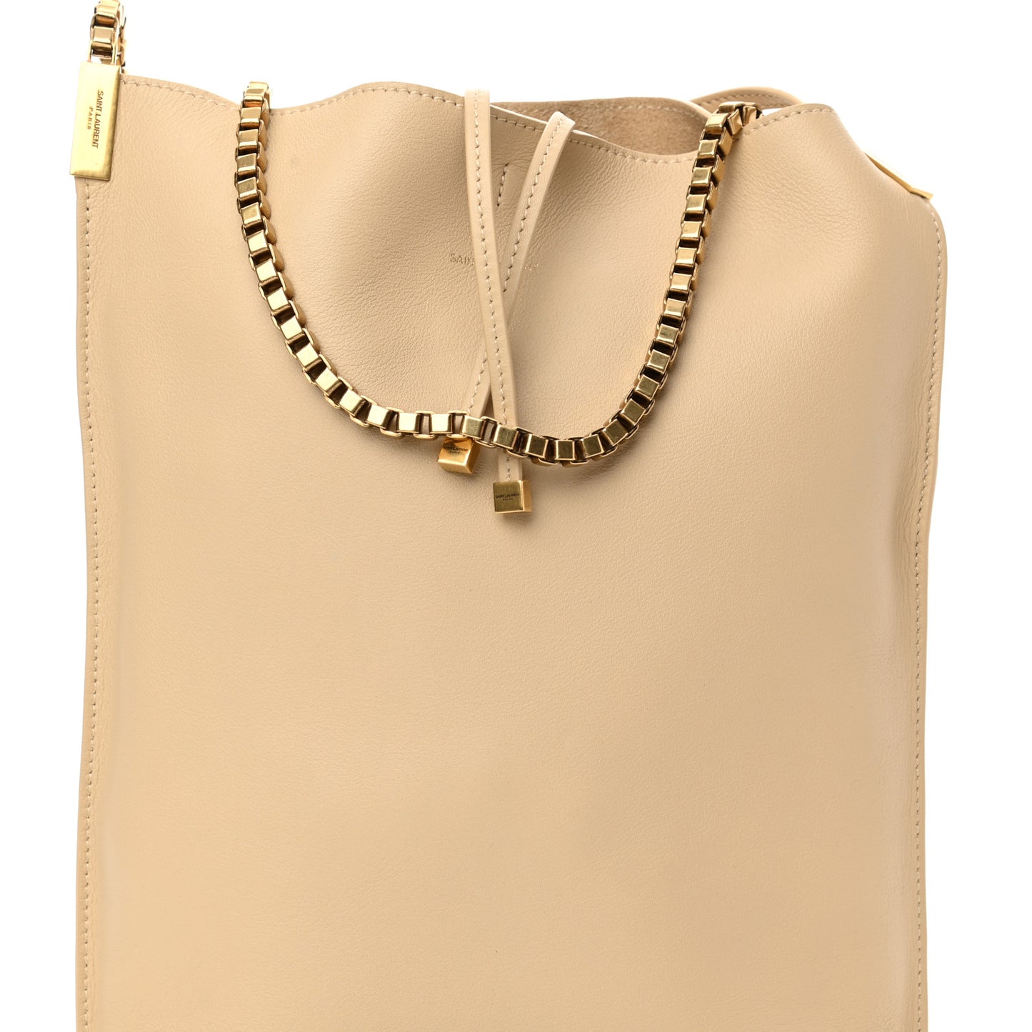 SAINT LAUREN Smooth Calfskin Small Suzanne Hobo Ivory Natural