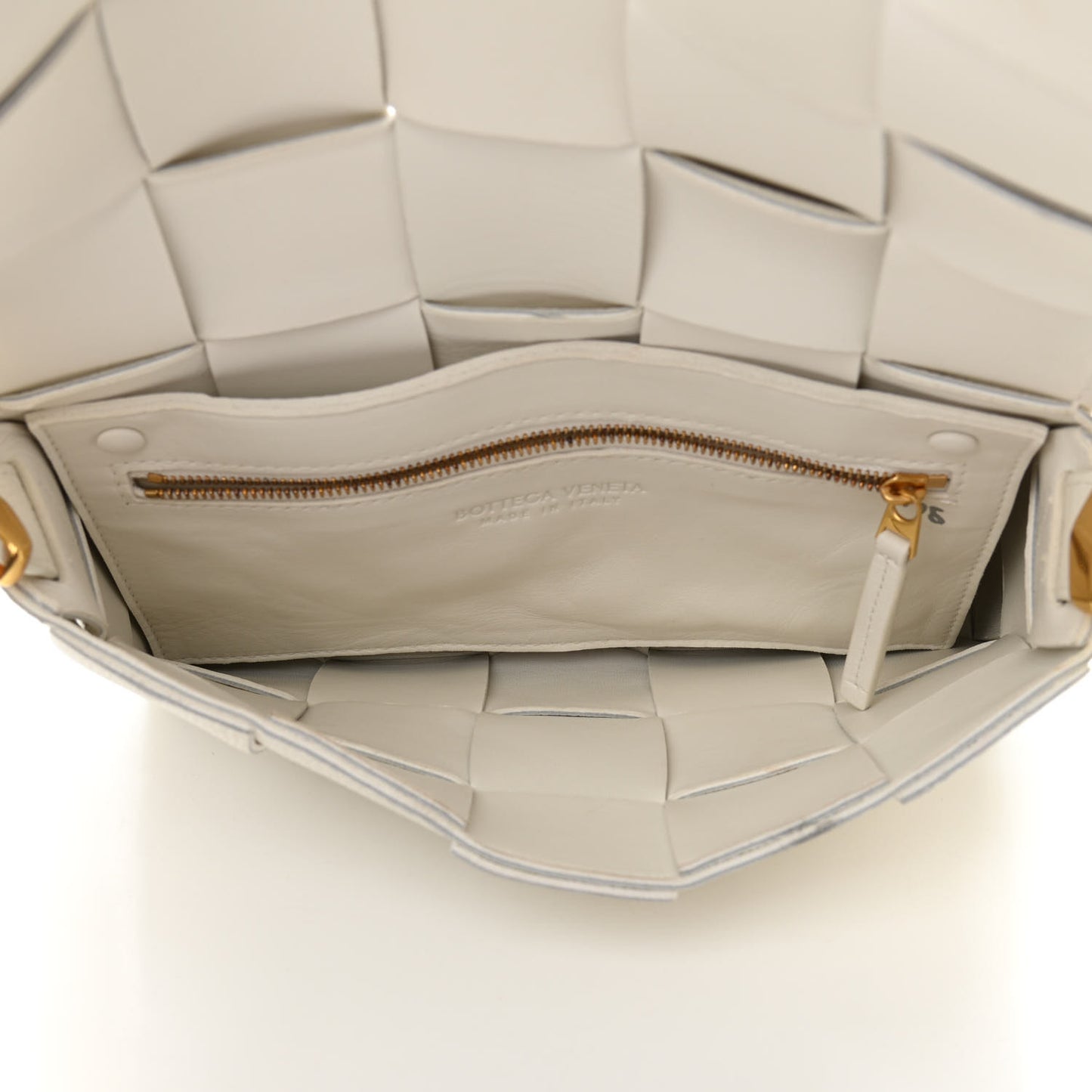Grained Calfskin Maxi Intrecciato Cassette Crossbody Bag White
