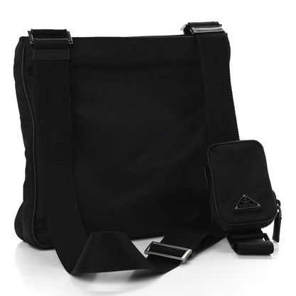 Prada Re-Nylon Saffiano Pocket Flat Messenger Bag Black 2 of 8