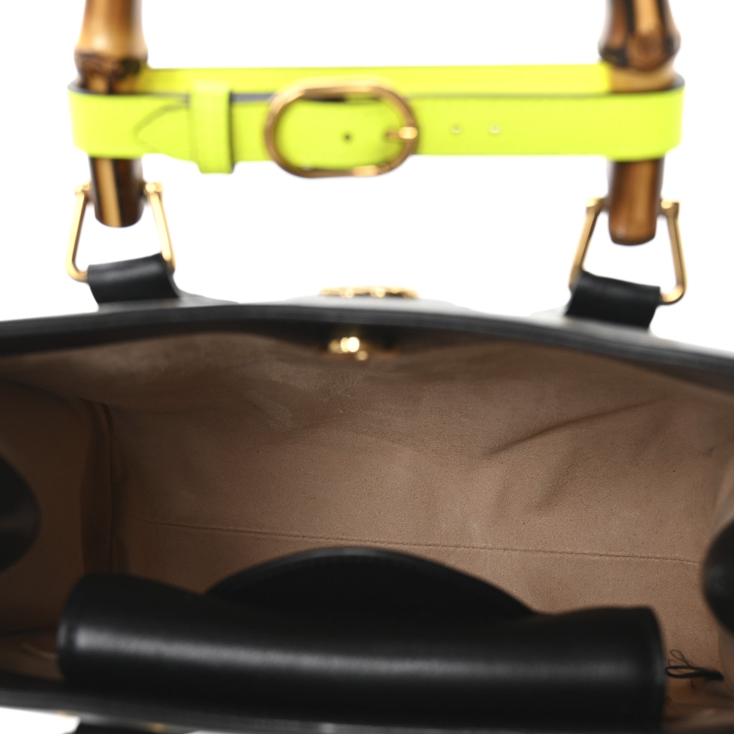 Gucci Calfskin Small Diana Tote Bag Black Yellow Fluo 5 of 10