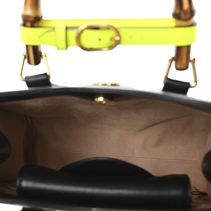 Gucci Calfskin Small Diana Tote Bag Black Yellow Fluo 5 of 10