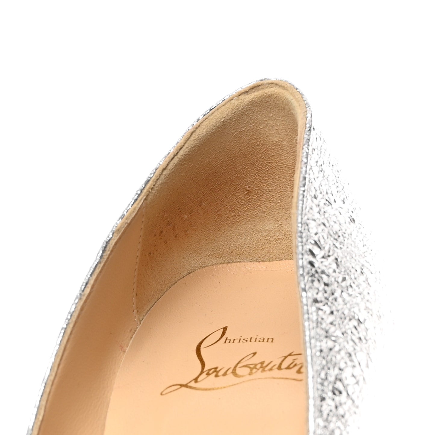Metallic Crinkled Nappa Pigalle Follies 100 Pumps 38.5 Silver