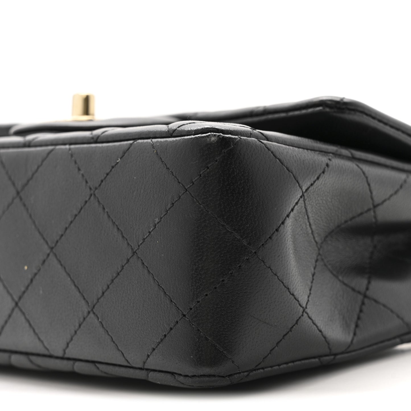 Lambskin Quilted Mini Rectangular Flap Black