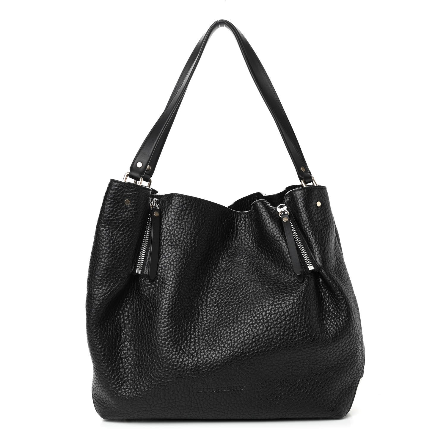 Burberry Grainy Calfskin House Check Medium Maidstone Black 1 of 10