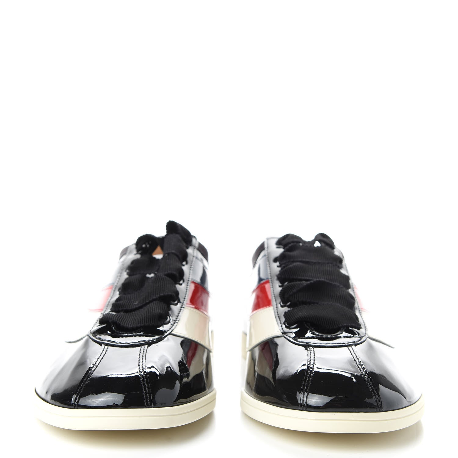 Gucci Patent Calfskin Mens Web Falacer Sneakers 8 Black 2 of 10