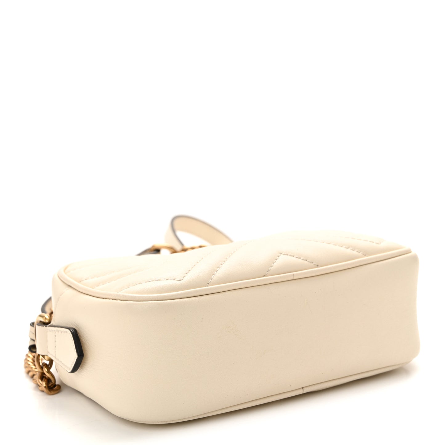 Calfskin Matelasse Mini GG Marmont Chain Shoulder Bag White