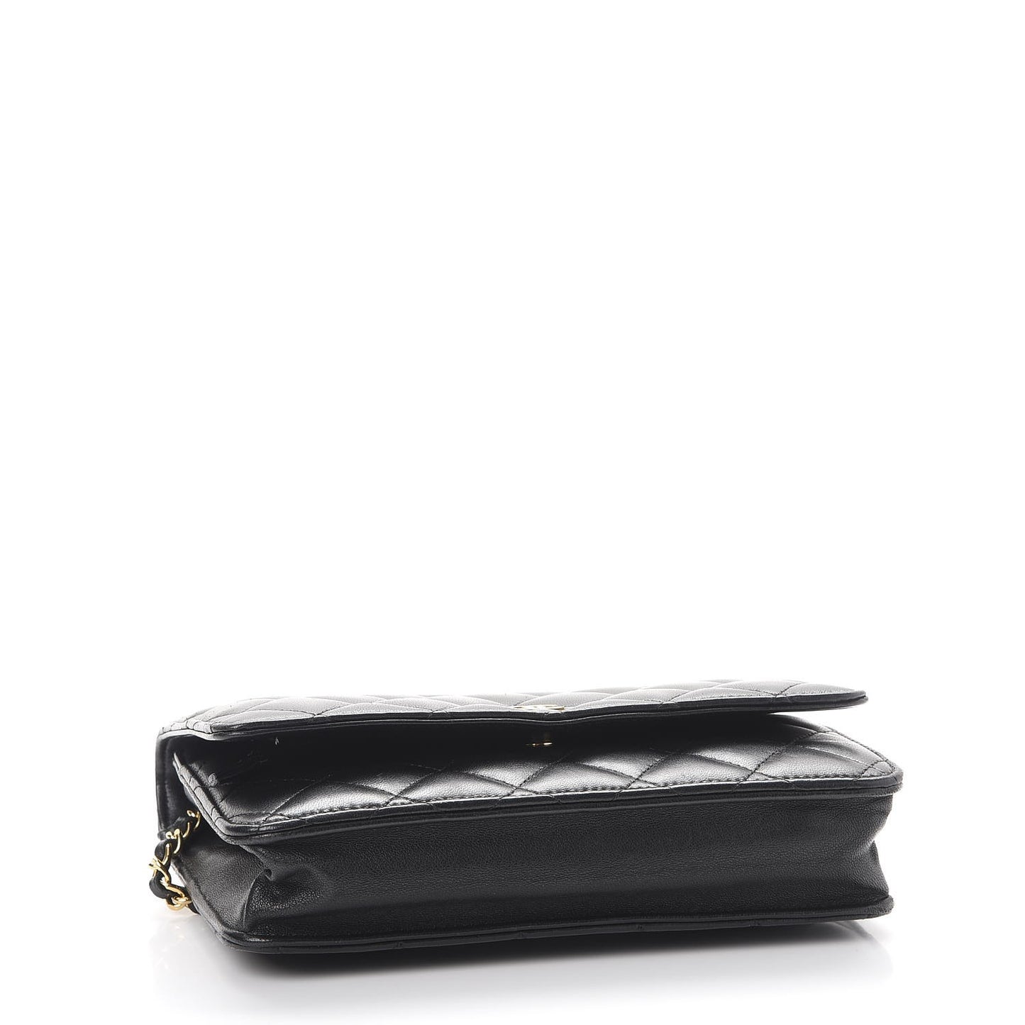 Lambskin Quilted Wallet On Chain WOC Black