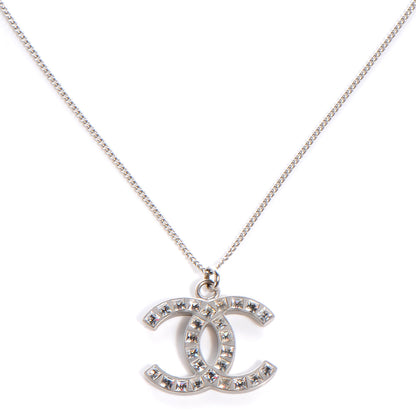 Chanel Crystal Studded CC Necklace Silver 1 of 4