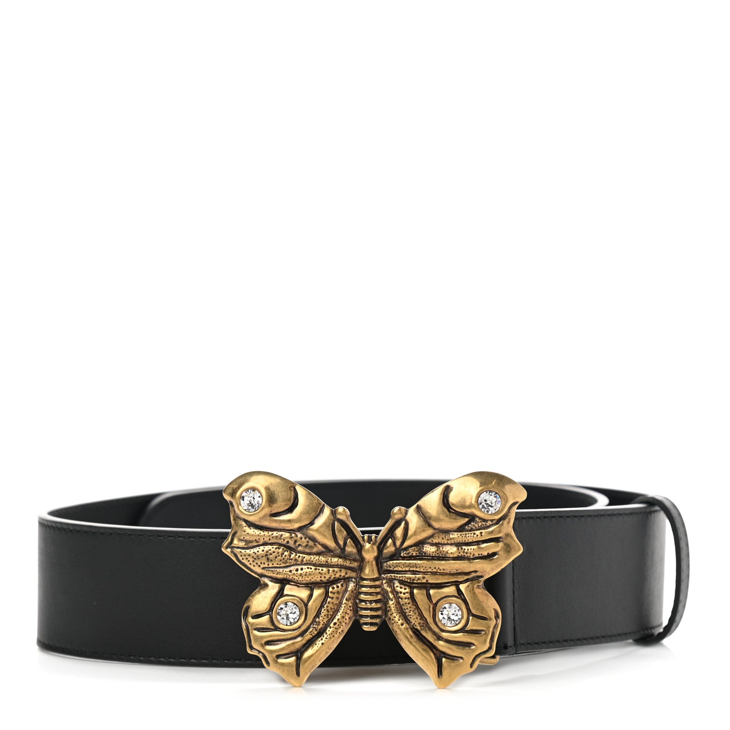 Gucci Calfskin Embellished Butterfly Belt 75 30 Black 1 of 6