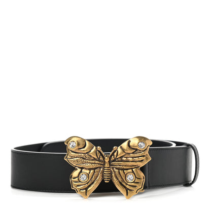 Gucci Calfskin Embellished Butterfly Belt 75 30 Black 1 of 6