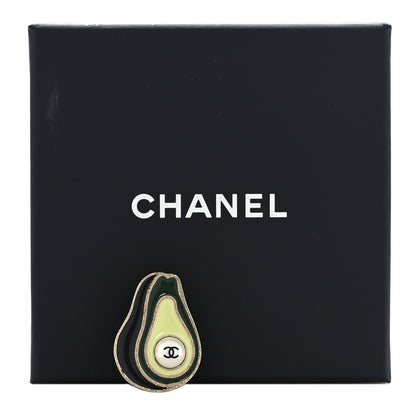 Chanel Resin Pearl CC Avocado Brooch Green Light Gold 5 of 5
