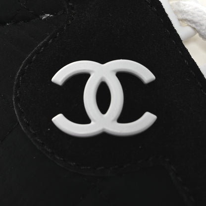 Chanel Suede Fabric Calfskin Womens CC Sneakers 41 Black White 11 of 13