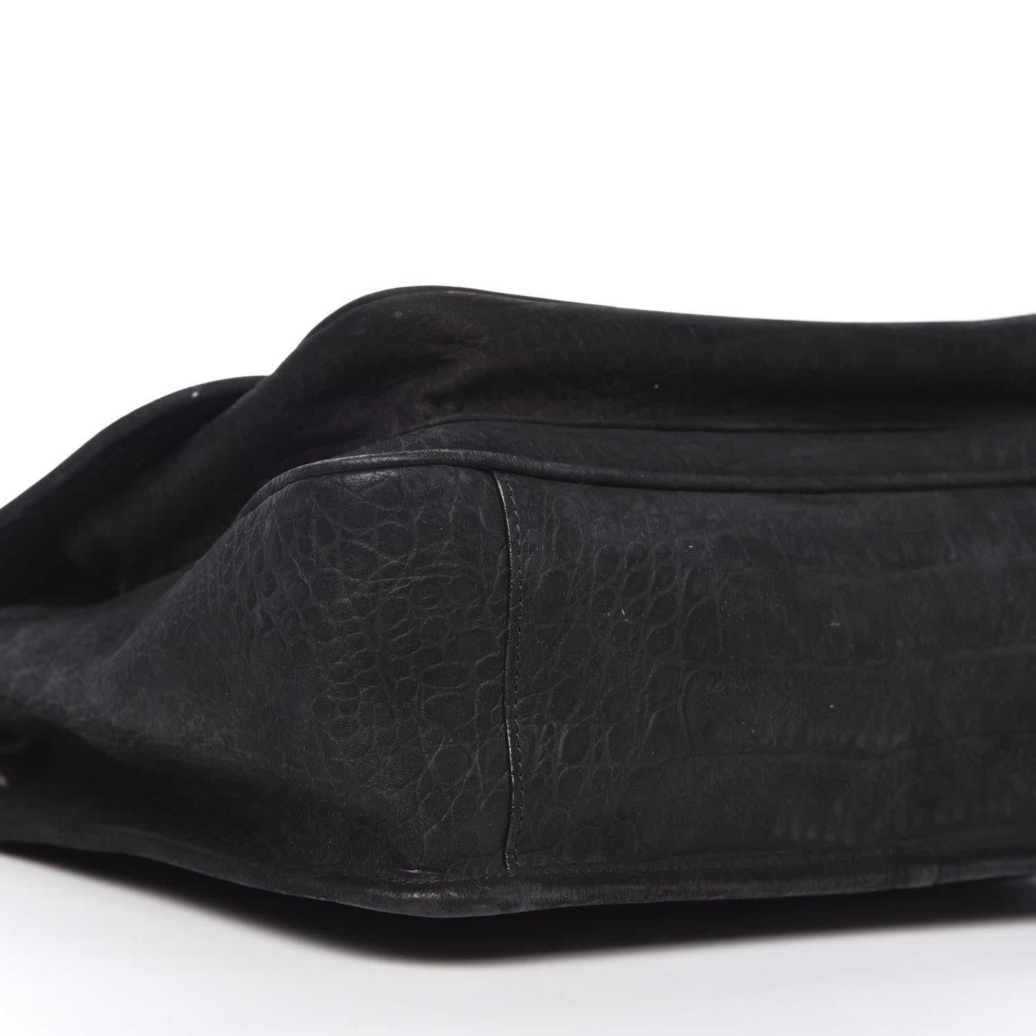 Saint Laurent Nubuck Crocodile Embossed Monogram Medium Niki Chain Satchel Black 6 of 10