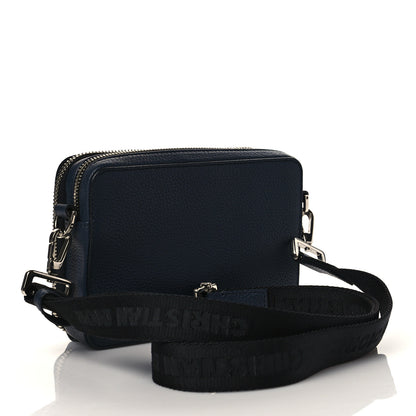 Christian Dior X SHAWN STUSSY Grained Calfskin Ox Head Crossbody Double Zip Crossbody Pouch Navy Blue 3 of 12